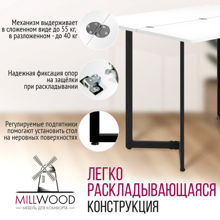 Стол-консоль Арлен 1, ЛДСП Белый / Металлокаркас Графит Стол-консоль Арлен 1, ЛДСП Белый / Металлокаркас Графит